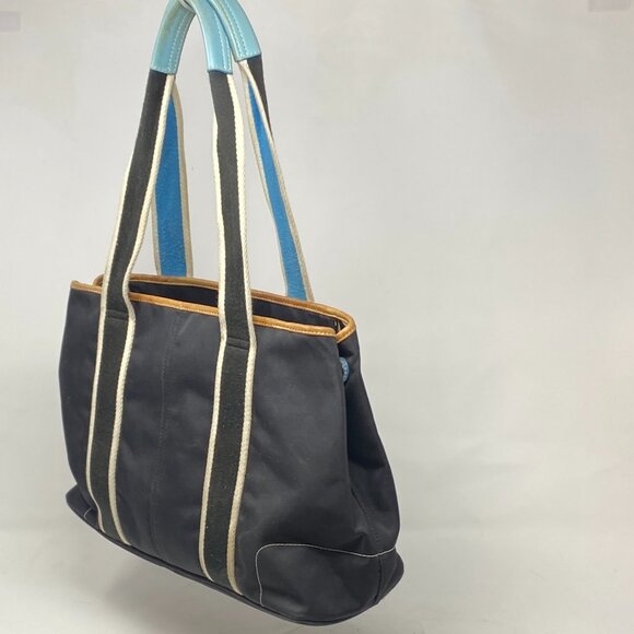 Vtg Coach Hampton Weekender 5656 Nylon Shoulder Handbag Purse Black Brown Blue - Picture 4 of 11